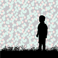 vector isolated on a background silhouette of a boy on nature