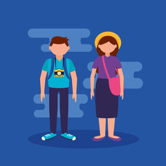 Sticker - people and travel flat design