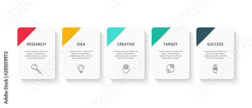 Cuadros en Lienzo Creative concept for infographic with 5 steps, options, parts or processes