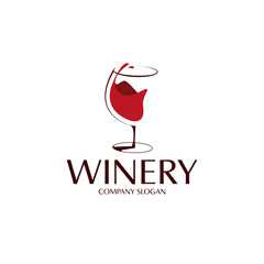 elegant red wine glass logo template