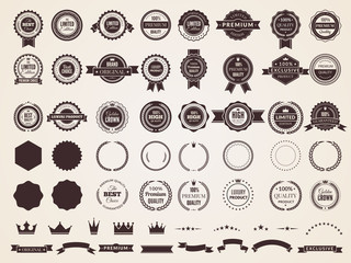 Poster - vintage badges. emblem premium luxury logo in retro style arrows frames vector template badges colle