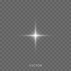 Wall Mural - star shine light, glitter sparkle glow. vector star shine rays, white sunlight on transparent backgr