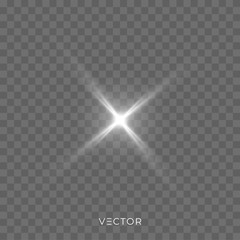 Wall Mural - star light shine, glow spark rays isolated on transparent background. vector starlight, white sunlig