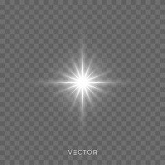 Wall Mural - star light flash, bright sparkle rays and christmas shiny glitter. vector starlight lens flare glow