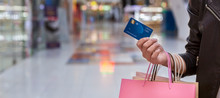 African Woman With Credit Card Doing Shopping