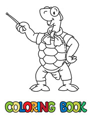 Poster - Turtle teacher ABC coloring book. Alphabet T