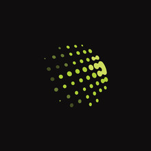 Abstract Dynamic Green Dot, Halftone Logo Icon