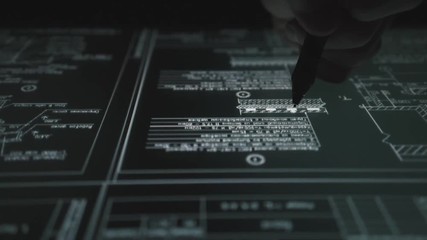 Wall Mural - designer architect using creative pen display tablet working with drawings blueprints