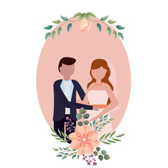 Canvas Print - Couple of bride and groom avatar design