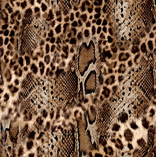 Seamless leopard and snake skin pattern design Tableau sur Toile