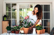 © Santi Nunez/Stocksy - Beautiful woman transplanting plant