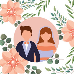 Canvas Print - Couple of bride and groom avatar design