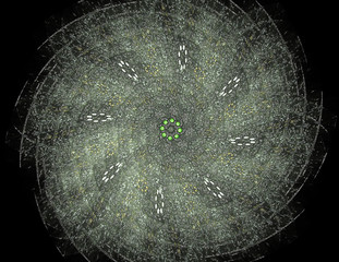 Poster - Abstract fractal background - computer-generated image. Digital art. Converging toward the center of the circles.