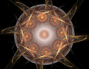 Poster - Abstract fractal background - computer-generated image. Digital art. Converging toward the center of the circles.