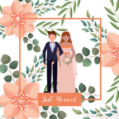 Poster - Couple of bride and groom avatar design