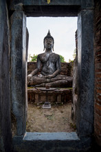 Buddha Statue In Sukhothai Historical Park, Thailand.