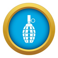 Canvas Print - Grenade icon blue vector isolated on white background for any design