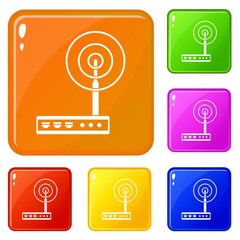 Poster - Wifi router icons set collection vector 6 color isolated on white background