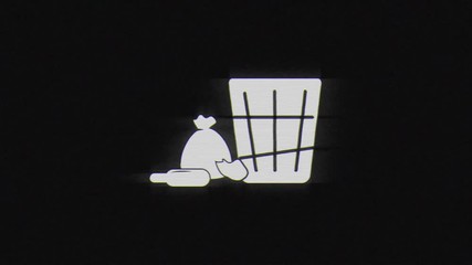 Poster - Shopping human bad habit in glitch effect on dark background