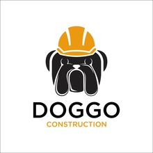 Dog Mascot Logo Vector Using A Construction Helmet