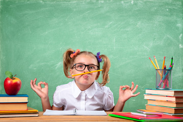 Funny Student In Classroom in Yoga Exercise