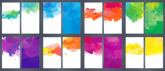 Wall Mural - Big set of bright vector colorful watercolor background for poster, brochure or flyer
