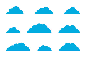 Poster - cloud shapes design vector templates set. data storage network technology icons pack.