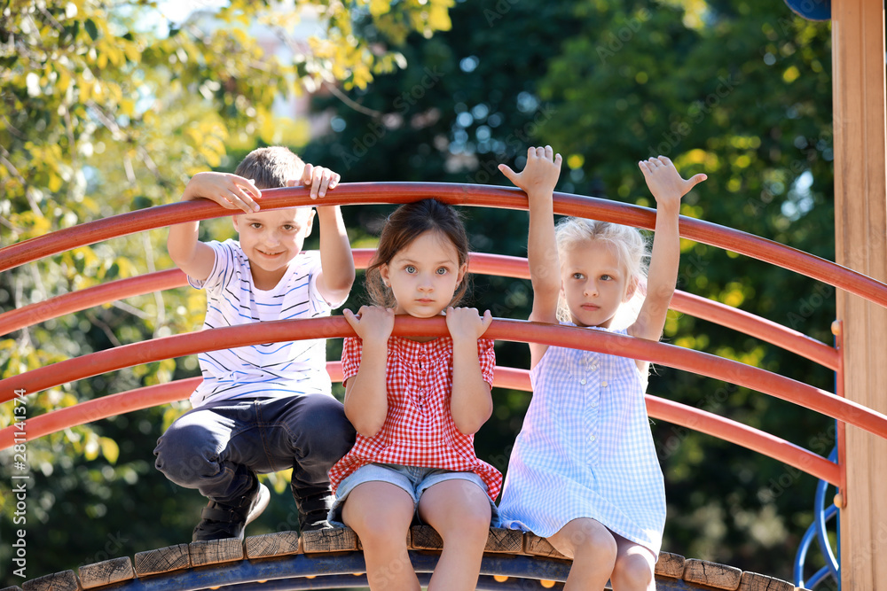 Cute little children on playground outdoors