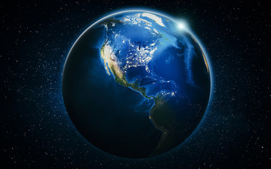 Wall Mural - america city lights map from space