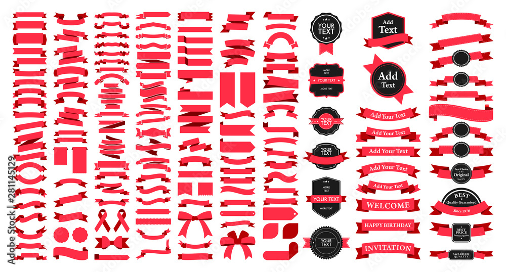 Beautiful Ribbons, Tags and Bows Collection Set Vector Design Eps 10 ...