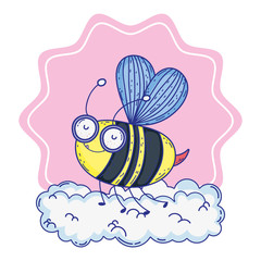 Sticker - Isolated bee draw cartoon design vector illustration