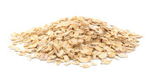 Heap Of Raw Oatmeal On White Background
