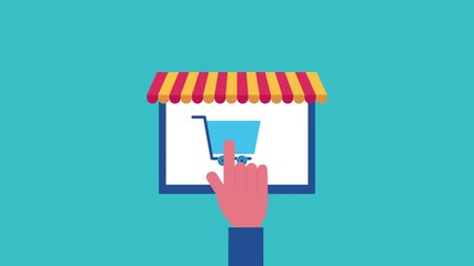 Sticker - electronic commerce with tablet animation