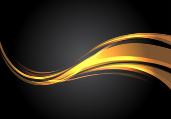 Poster - abstract gold light curve on black design modern luxury futuristic background vector illustration.