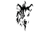 Fototapeta  - Head of a wolf. Styling the head for your design. Vector illustration, isolated objects.