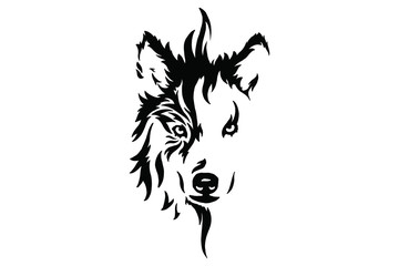 Wall Mural - Head of a wolf. Styling the head for your design. Vector illustration, isolated objects.