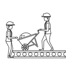 Wall Mural - construction architectural engineering work cartoon in black and white