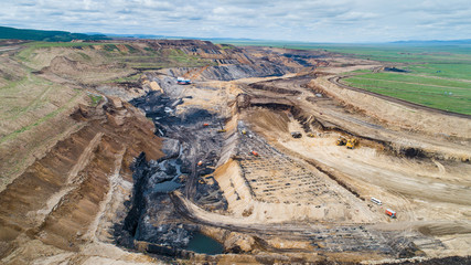 Wall Mural - coal mining open pit mine aerial black