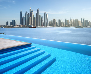 Wall Mural - Awesome view of the Dubai Marina from the infinity pool.