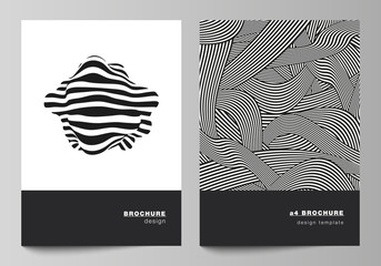 Poster - Vector layout of A4 format modern cover mockups design template for brochure, magazine, flyer, booklet, report. Trendy geometric abstract background in minimalistic flat style with dynamic composition