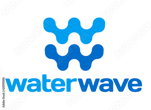 Water wave sign or symbol in blue tones. Isolated.