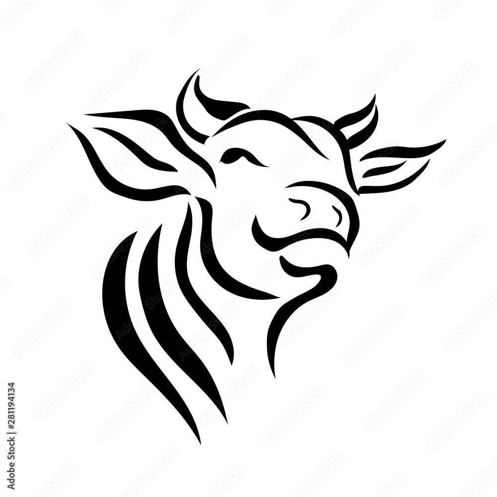 face cow head art logo design inspiration Stock Vector | Adobe Stock