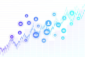 Poster - Stock market graph or forex trading chart for business and financial concepts. Abstract finance background investment or Economic trends business idea. Stock market data. Vector illustration