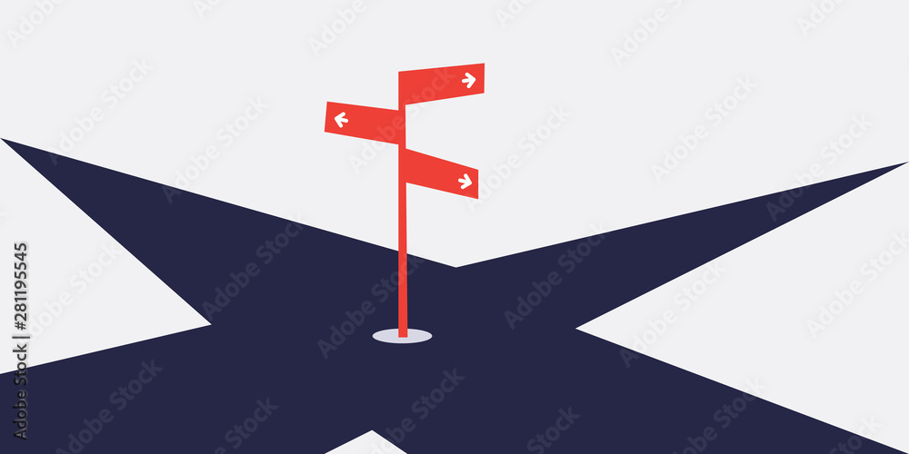 Business Decision Design Concept with Crossroads and a Road Sign - Eps10 Vector Illustration - obrazy, fototapety, plakaty 