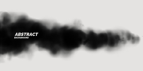 Poster - monochrome printing raster, abstract vector halftone background. black and white texture of dots.