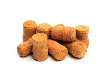 Wine corks isolated on white background .