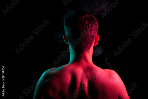 Close Up Of Nape Back And Shoulders With Strained Muscles Of An