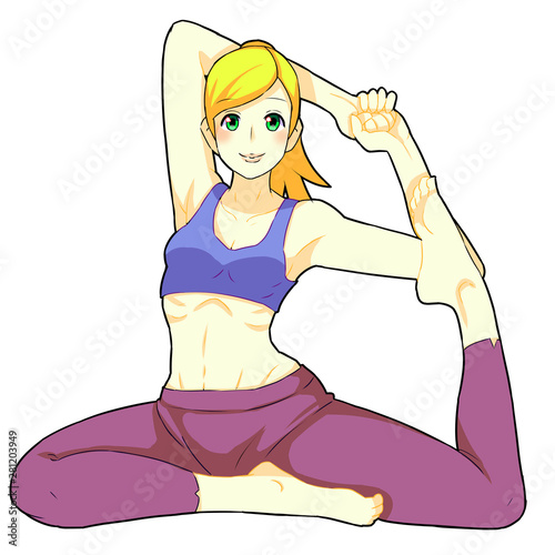 ヨガ 鳩のポーズ 金髪白人女性 Yoga Dove Pose Blonde Caucasian Woman Stock Illustration Adobe Stock