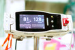 Head of measuring Oxygen saturation device (Standing type) for patient in a hospital.