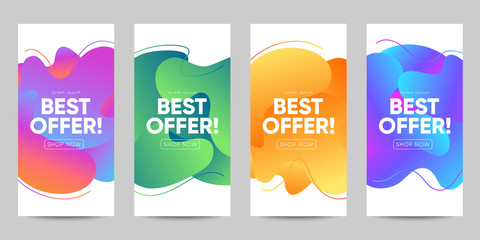 Poster - Set of sale banner for social media stories, web page and other pormotion for mobile. Eps10 vector.